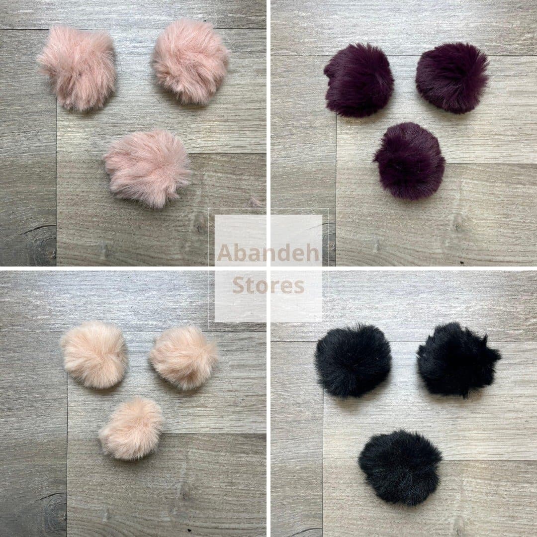 Fur pom-poms for beanies and booties
